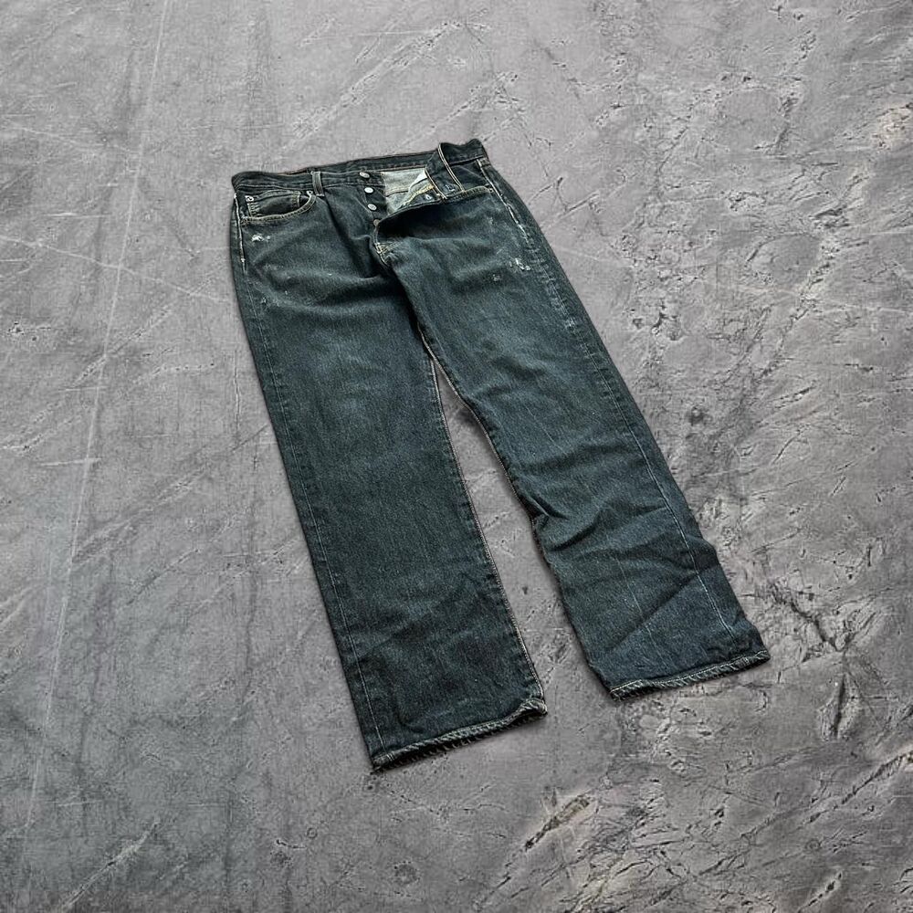 Levi's 501 vtg 00s baggy straight leg fit distressed black jeans